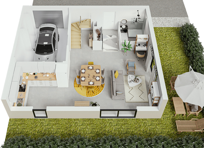 Plan maison T5 Vienne - rdc